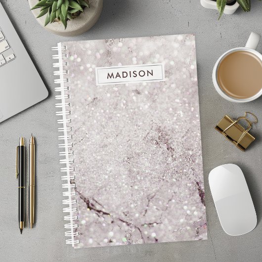 Paarse Lila Glitter Marmer Gepersonaliseerde Zaken Planner