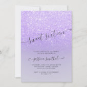 Paarse lila glitterelegante typografie Sweet 16 Kaart (Voorkant)