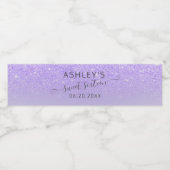 Paarse lila glitterelegante typografie Sweet 16 Waterfles Etiket (Enkel label)