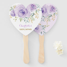 Paarse Lila Gouden Bloemen Bruids Trouwdouche Handwaaier