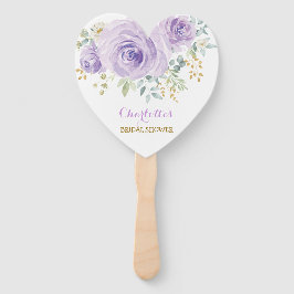 Paarse Lila Gouden Bloemen Bruids Trouwdouche Handwaaier