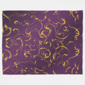 paarse, lila, gouden, gouden, blokjes, abstract; fleece deken (Voorkant (Horizontaal))