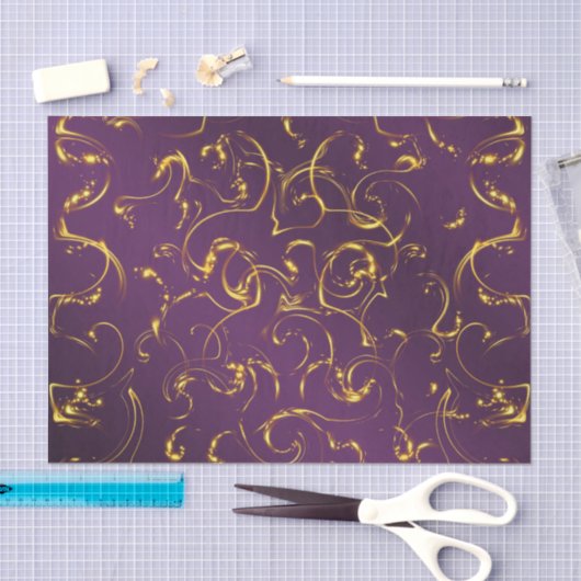 paarse, lila, gouden, gouden, blokjes, abstract; tissuepapier (Craft)