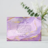 Paarse Lila gouden marmeren orthodoxe doop Bedankkaart (Staand voorkant)