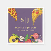 Paarse Lila gouden PIZZA Moderne Minimale bruiloft Servet (Voorkant)