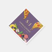 Paarse Lila gouden PIZZA Moderne Minimale bruiloft Servet (Hoek)