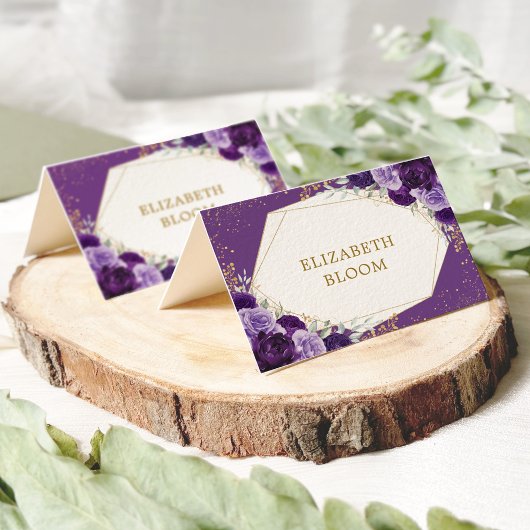 Paarse Lila Gouden Rozen Tafel Zitplaatsen Plaatsk Kaart