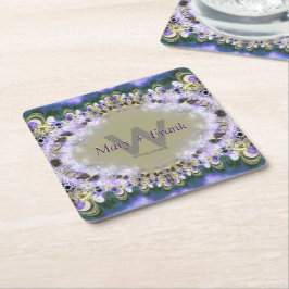 Paarse Lila goudmonogram Onderzetter