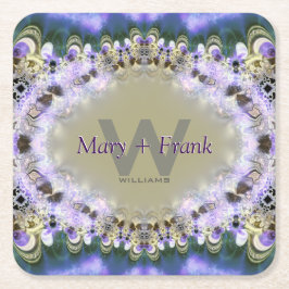 Paarse Lila goudmonogram Onderzetter