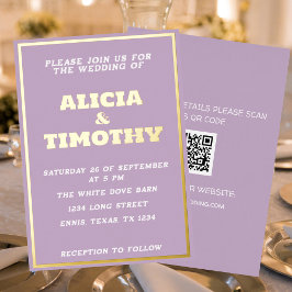 Paarse Lila goudtipografie Violet Elegant Folie Uitnodiging