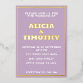 Paarse Lila goudtipografie Violet Elegant Folie Uitnodiging (Voorkant)