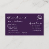 Paarse Lila Gradiënt Chic Glitter Stars met Logo Visitekaartje (Achterkant)