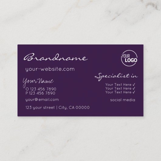 Paarse Lila Gradiënt Chic Glitter Stars met Logo Visitekaartje (Achterkant)