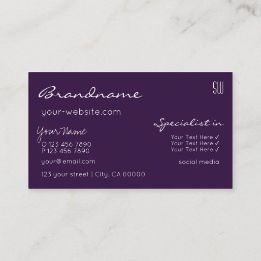 Paarse Lila gradiënt Glitter Stars met monogram Visitekaartje (Achterkant)