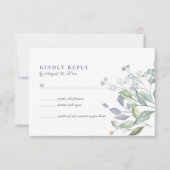 Paarse Lila Greenery Wedding RSVP Kaart (Voorkant)