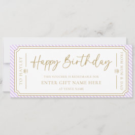 Paarse Lila Happy Birthday Gift Voucher Kaart