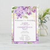 Paarse Lila huwelijksprogramma Programmakaart (Staand voorkant)
