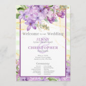 Paarse Lila huwelijksprogramma Programmakaart (Voorkant)