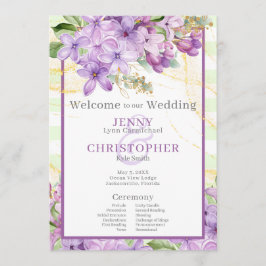 Paarse Lila huwelijksprogramma Programmakaart
