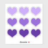 Paarse Lila Indigoliefdesharten Gothic set van 9 Sticker (Vel)