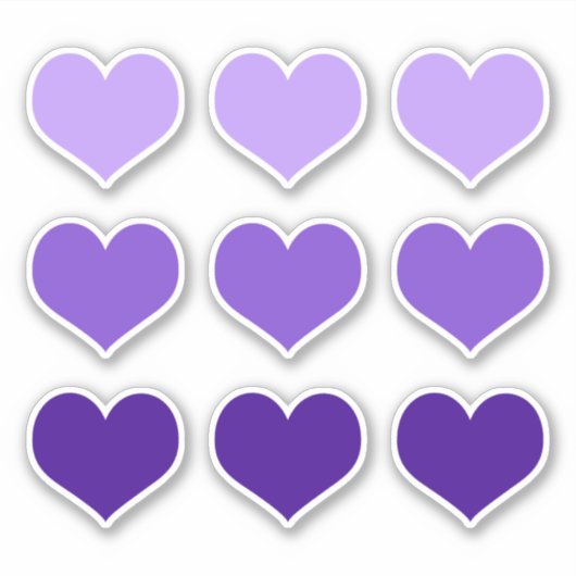 Paarse Lila Indigoliefdesharten Gothic set van 9 Sticker (Voorkant)