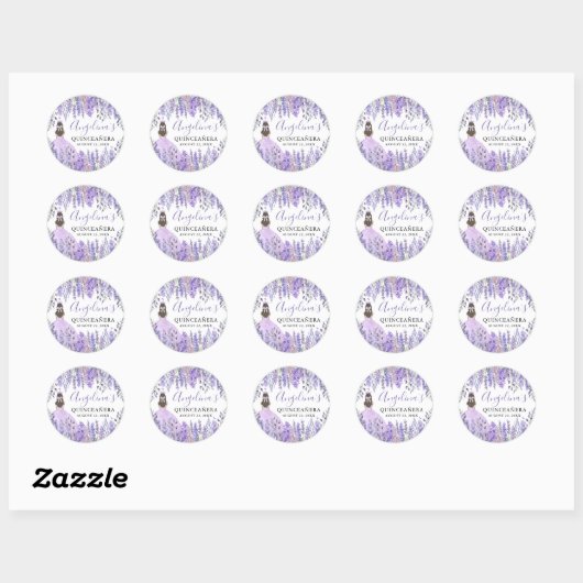 Paarse Lila Kroonbloem Quinceanera Ronde Sticker (Vel)
