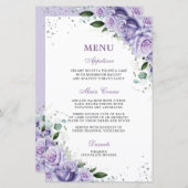 Paarse Lila Lavendel Bloemen Bruidsmenu (Voorkant / Achterkant)