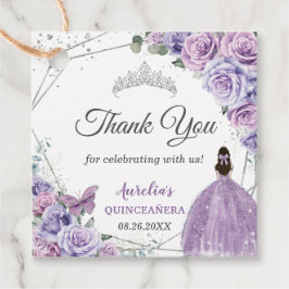Paarse Lila Lavendel Bloemen Quinceañera Princess Bedankjes Labels