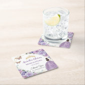 Paarse Lila Lavendel Bloemen Quinceañera Princess Kartonnen Onderzetters (Insitu)