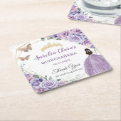 Paarse Lila Lavendel Bloemen Quinceañera Princess Kartonnen Onderzetters (Schuin)