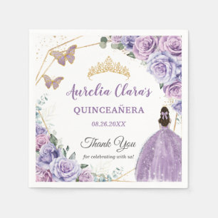 Paarse Lila Lavendel Bloemen Quinceañera Princess Servet