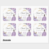 Paarse Lila Lavendel Bloemen Quinceañera Princess Vierkante Sticker (Vel)