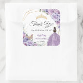 Paarse Lila Lavendel Bloemen Quinceañera Princess Vierkante Sticker (Tas)