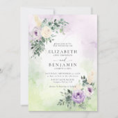 Paarse Lila Lavendel Boho Chic Bloemen Huwelijk Kaart (Voorkant)