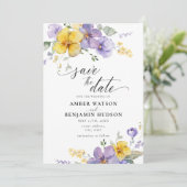 Paarse Lila Lavendel Gele Bloemen Save The Date Kaart (Staand voorkant)