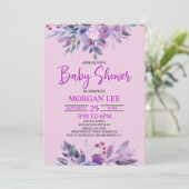 Paarse Lila Lavendel Violet Plum Baby shower Kaart (Staand voorkant)