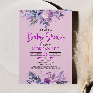 Paarse Lila Lavendel Violet Plum Baby shower Kaart