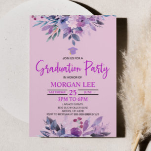 Paarse Lila Lavendel Violet Plum Graduation Party Kaart