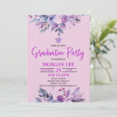 Paarse Lila Lavendel Violet Plum Graduation Party Kaart (Staand voorkant)