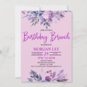 Paarse Lila Lavendel Violet Verjaardagsfeest Brunc Kaart (Voorkant)