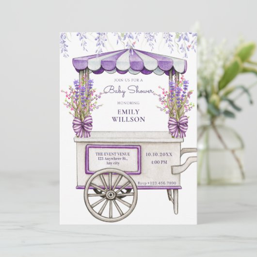 Paarse lila lavendelbloem baby shower kaart (Staand voorkant)