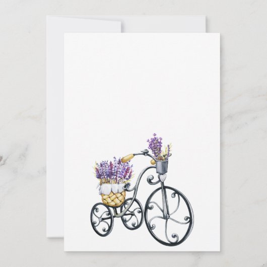 Paarse lila lavendelbloem bruiloft kaart (Achterkant)