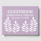 Paarse Lila lavender Modern Floral Wedding Gastenboek (Voorkant)
