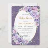 Paarse Lila lavender Rozen Floral Baby shower Kaart (Voorkant)