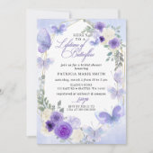 Paarse Lila levensduur van vlinders Vrijgezellenfe Kaart (Voorkant)