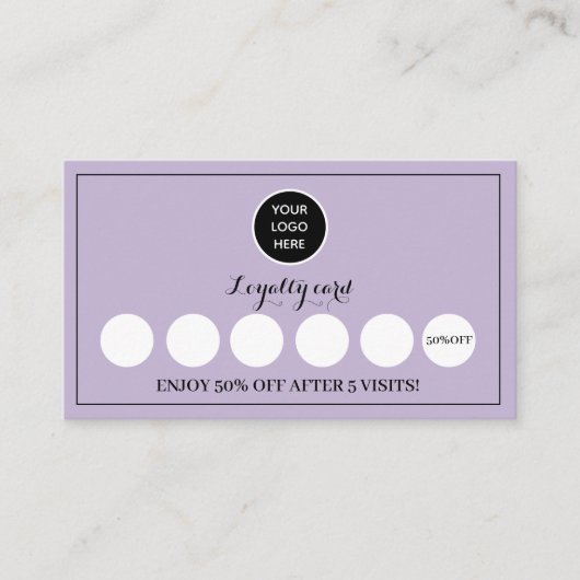 Paarse Lila Logo Modern Business Reward Punch Klantenkaartje (Voorkant)
