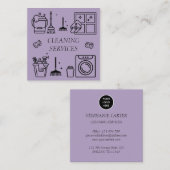 Paarse Lila Logo Schoonmaakdiensten Commercieel Vierkante Visitekaartje (Voorkant / Achterkant)