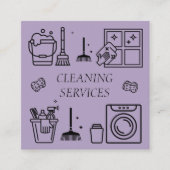 Paarse Lila Logo Schoonmaakdiensten Commercieel Vierkante Visitekaartje (Voorkant)