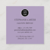 Paarse Lila Logo Schoonmaakdiensten Commercieel Vierkante Visitekaartje (Achterkant)