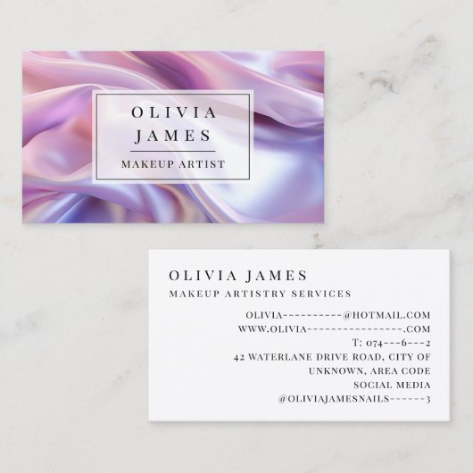 Paarse Lila luxe shimmer stof Visitekaartje (Voorkant / Achterkant)